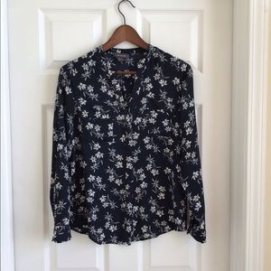 Primark Navy/White Floral Print Top
